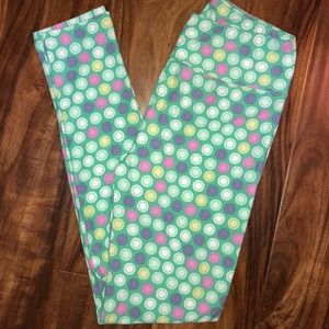 LuLaRoe OS Mint Circle Patterned Leggings